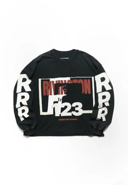 Rivington x Young Rich & Gnostic 123 Oversized Long-Sleeve Tee Black-Green Wash - 8