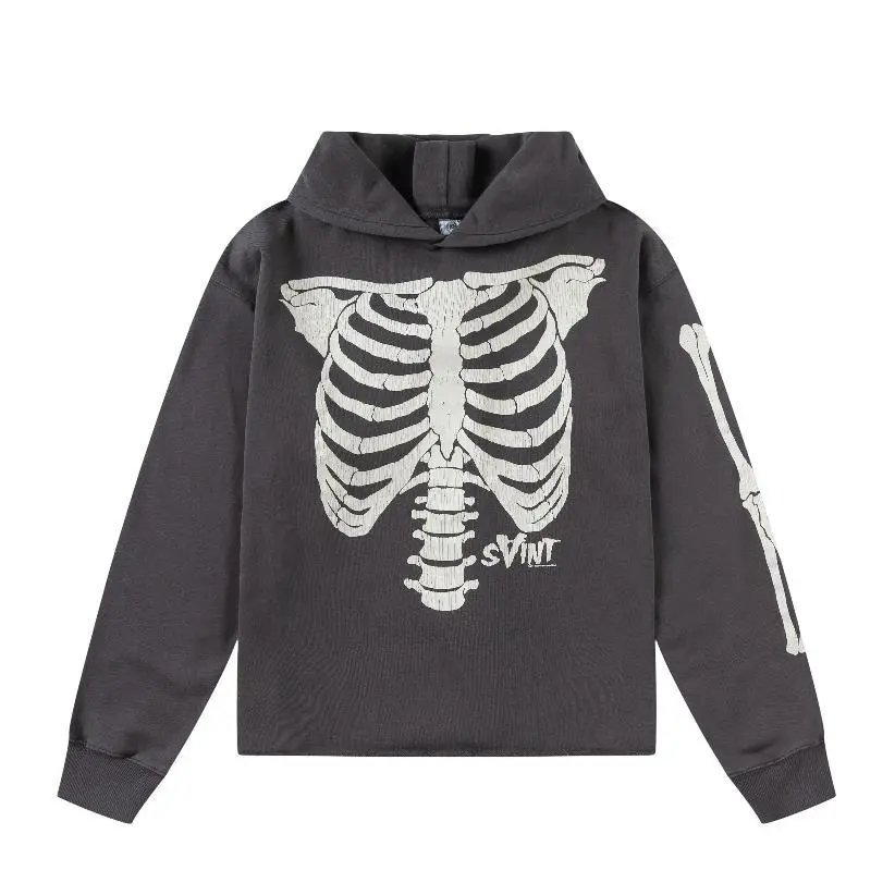 Angel of Death Hoodie Gray with Red Graphic Print - 3