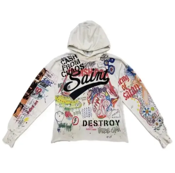 Saint Laurent x Custom Graffiti Hoodie White - 1