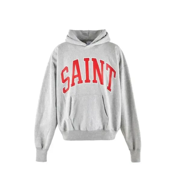 Saint Laurent Saint Arch Logo Hoodie Gray - 1