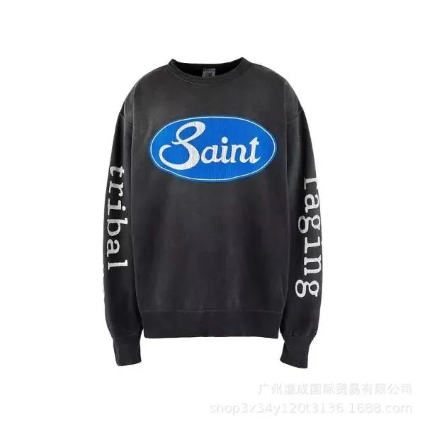 Saint Laurent Tribal Logo Oversized Sweatshirt Black - 1