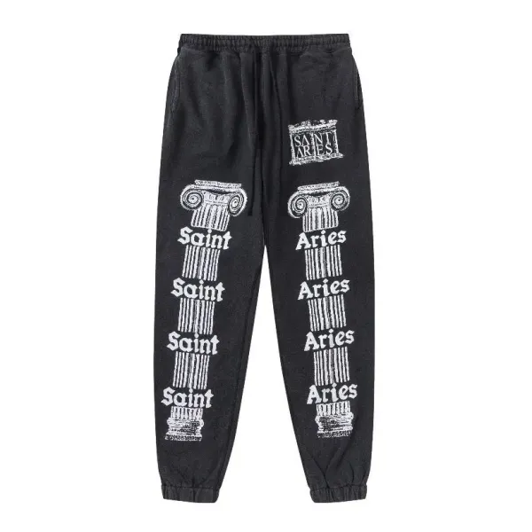 Saint Aries Column Print Black Sweatpants - 1