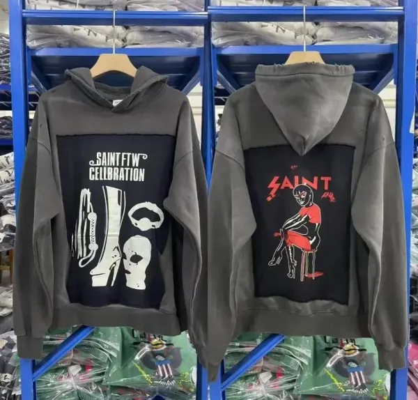 Saint Laurent x FTW Celebration Hoodie Gray - 1