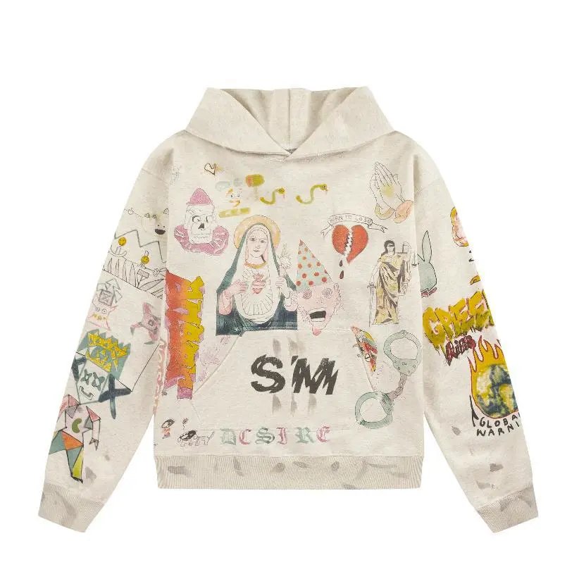Angel of Death Hoodie Gray with Red Graphic Print - 13
