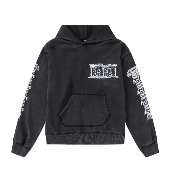 Sant Aries Distressed Black Hoodie - 1