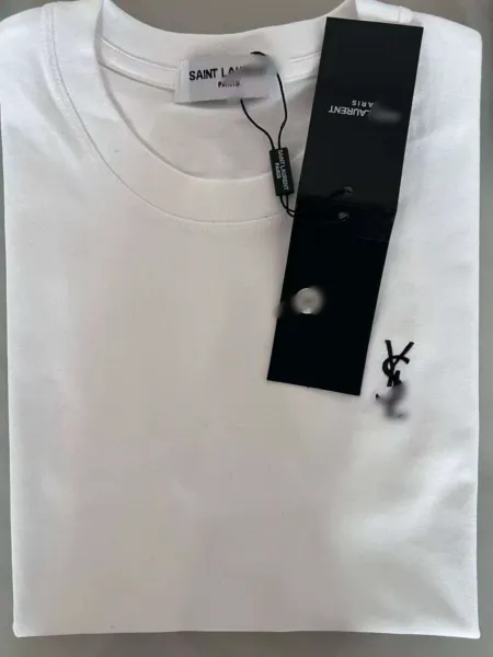 Saint Laurent Monogram Logo White T-Shirt - 6
