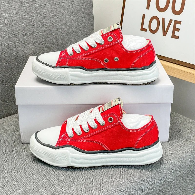 Maison Margiela Tabi Sneakers Red Canvas Chunky Sole Sneakers