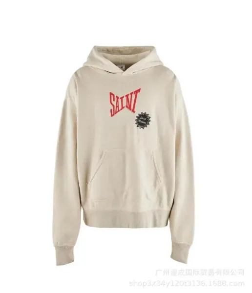 Saint Laurent Saint Logo Hoodie Beige - 1