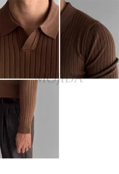Ribbed Henley Knit Sweater White - 19