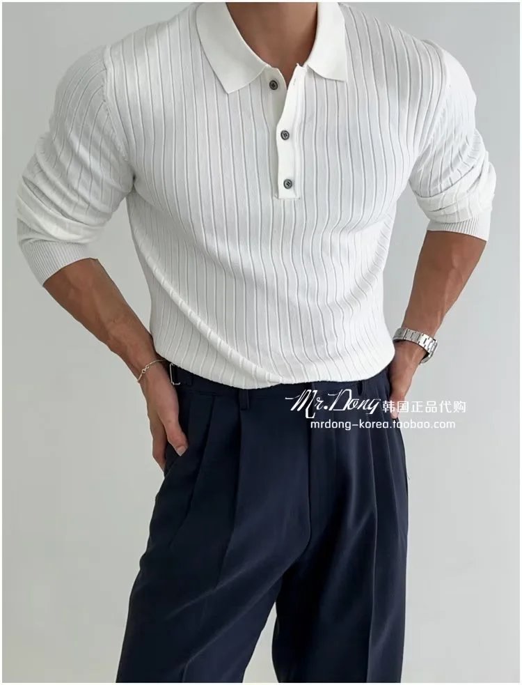 Ribbed Henley Knit Sweater White - 27