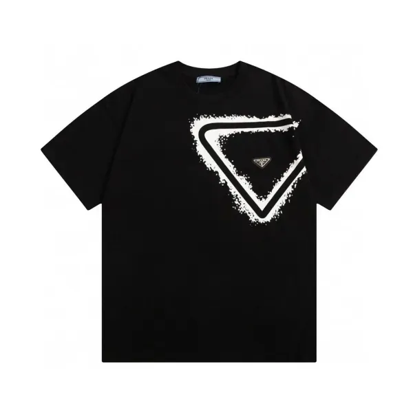 Prada Triangle Print Black T-Shirt - 1