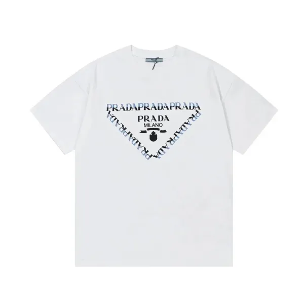 Prada Re-Nylon Triangle Logo White T-Shirt - 1