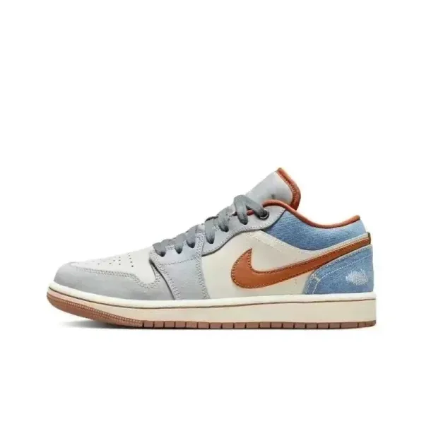 Air Jordan 1 Low Denim Reimagined Wheat Sneakers - 1