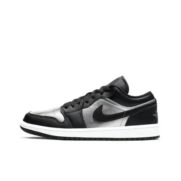 Air Jordan 1 Low Metallic Silver Black Sneakers - 1