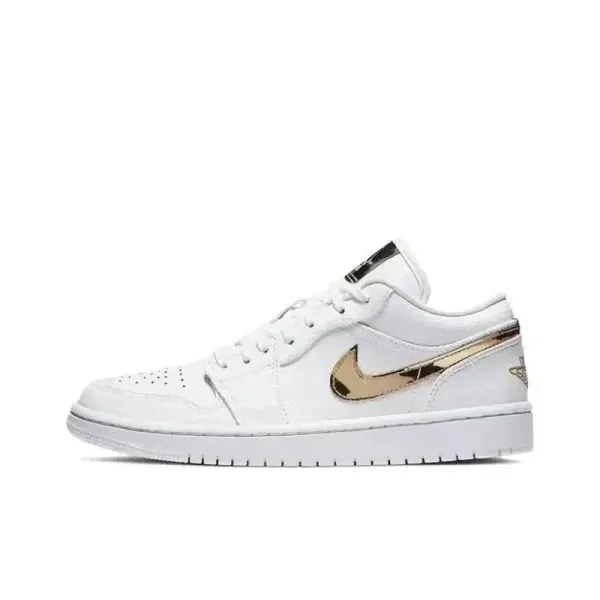 Air Jordan 1 Low White Metallic Gold Sneakers - 1