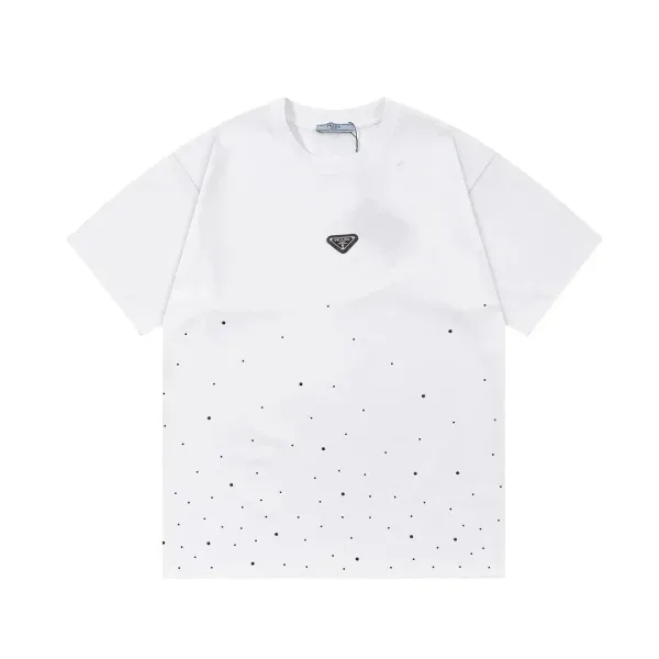 Prada Triangle Logo Dot-Print T-Shirt White - 1
