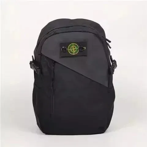 Stone Island Compass Logo Black Nylon Backpack - 1