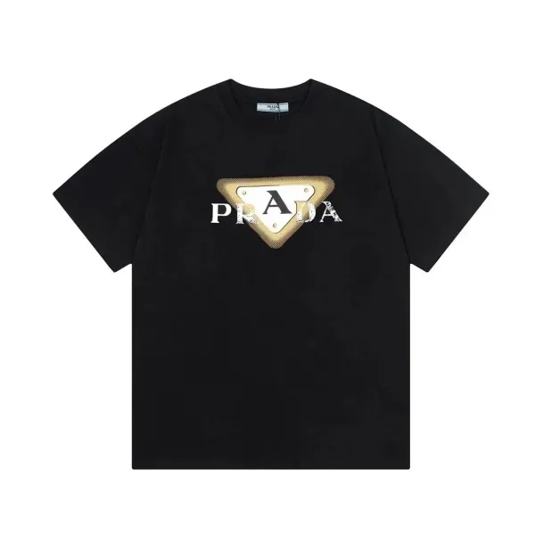Prada Triangle Logo Print Black T-Shirt - 1