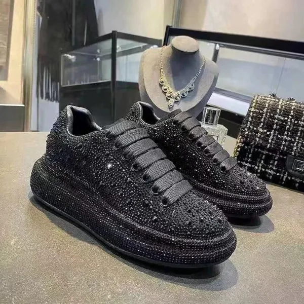 Alexander McQueen Oversized Crystal-Embellished Black Chunky Sneakers - 12