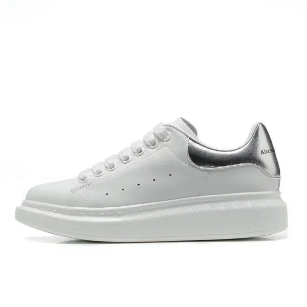 Alexander McQueen Oversized Sneaker White with Silver Heel Tab Sneakers - 1