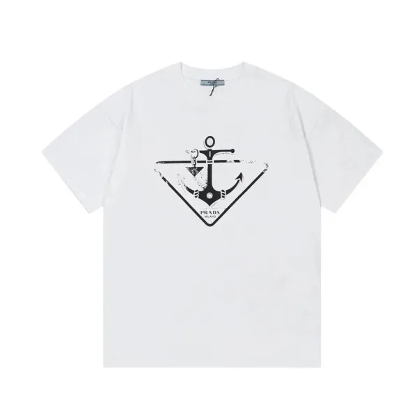 Prada Anchor Print White T-Shirt - 1