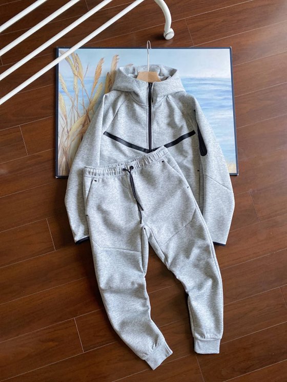 25 Spring Autumn Casual Sport Taped Seam Tech Zipper Set Jacket Sweatpants