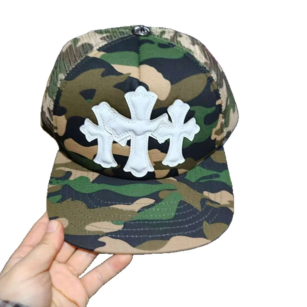 Chrome Hearts Camouflage Triple Cross Trucker Hat