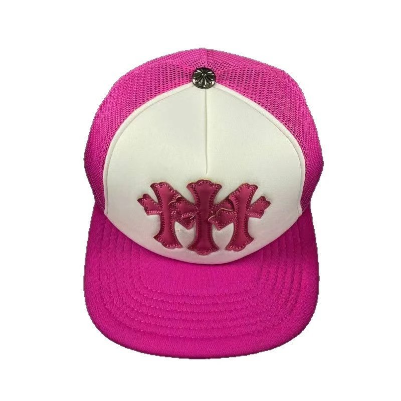 Chrome Hearts Hot Pink Triple Cross Trucker Cap - rep czapki