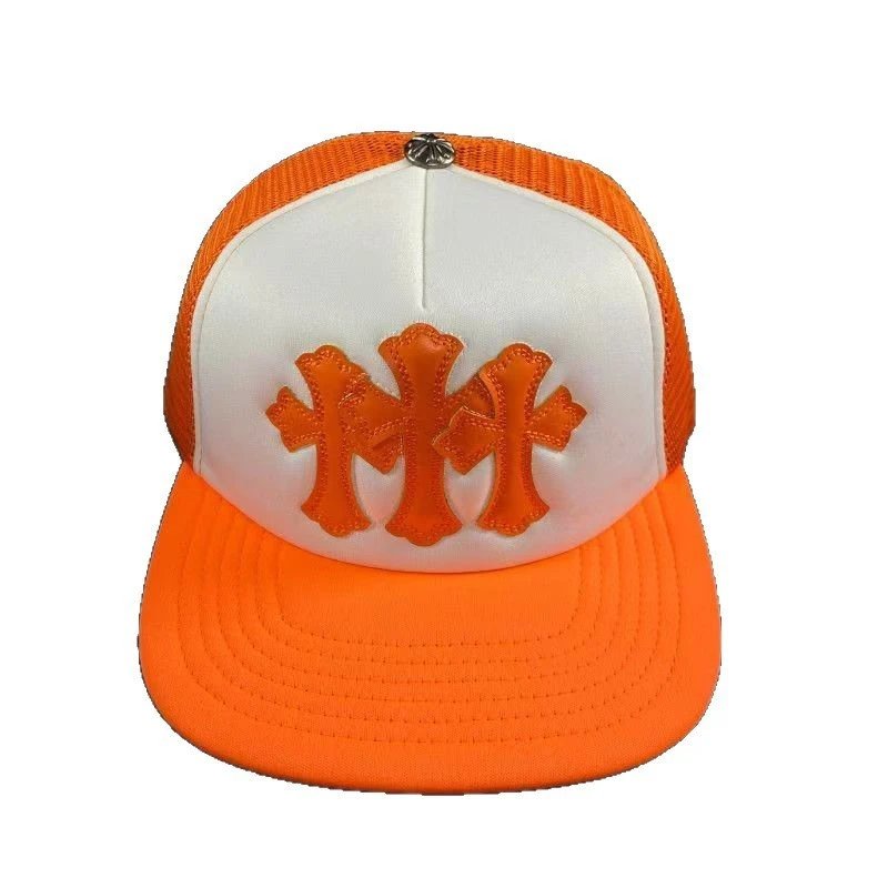 Chrome Hearts Orange Triple Cross Trucker Cap - rep czapki