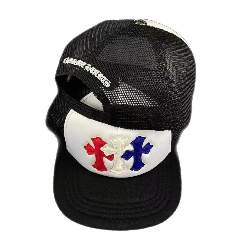 Chrome Hearts Red White Blue Cross Trucker Hat - rep czapki