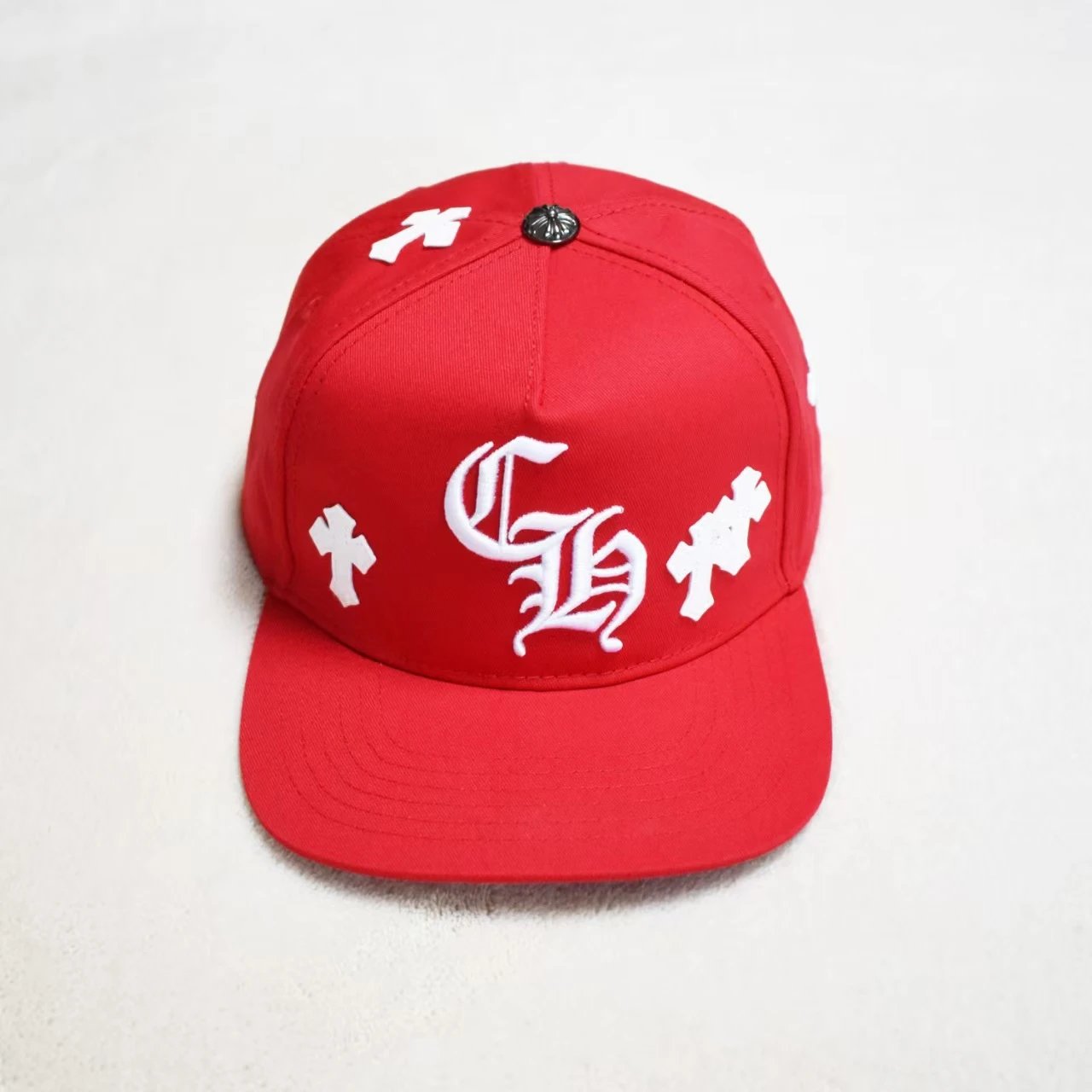 Chrome Hearts Red CH Embroidery Flat Bill Cap - rep czapki