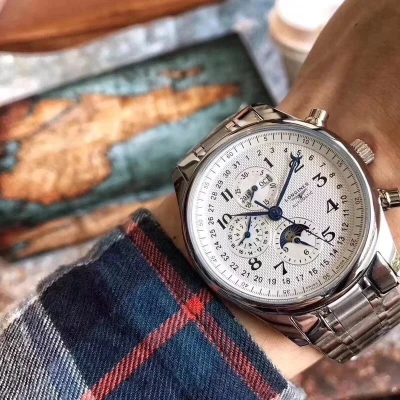 Longines Master Collection Chronograph Moonphase Silver Mechanical Watch - 7