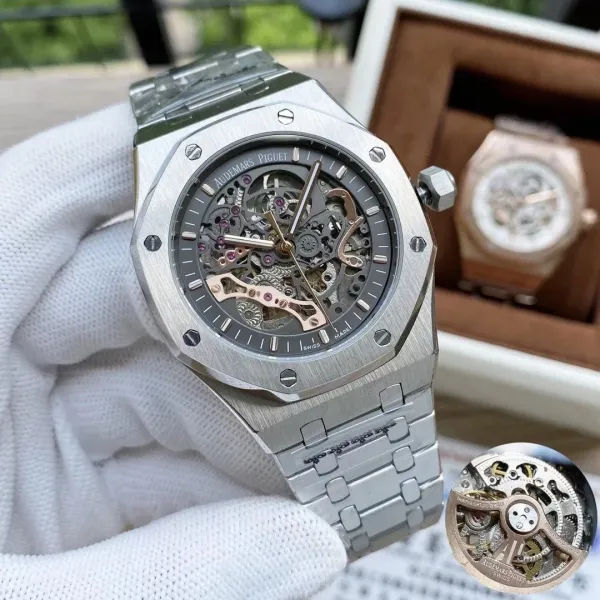 Audemars Piguet Royal Oak Skeleton Silver Mechanical Watch Watches - 3