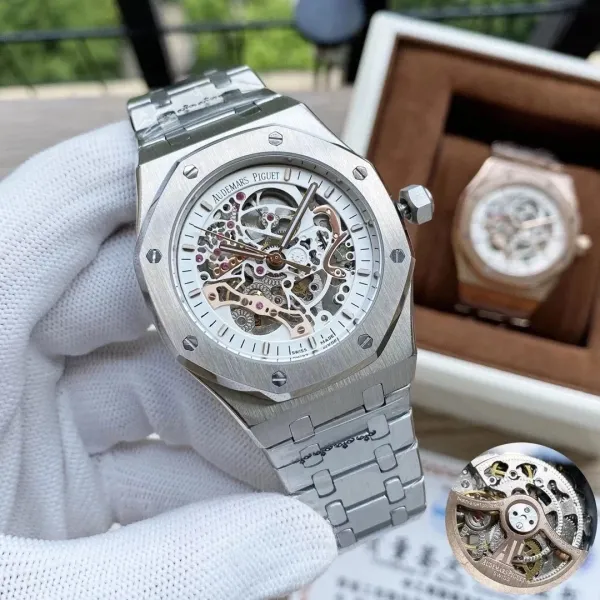 Audemars Piguet Royal Oak Skeleton Silver Mechanical Watch Watches - 5