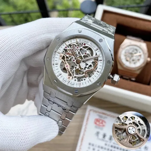 Audemars Piguet Royal Oak Skeleton Silver Mechanical Watch Watches - 12