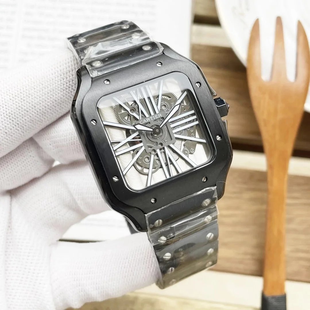 Cartier Santos Skeleton — Black case, black steel band colorway — USFans Spreadsheet photo