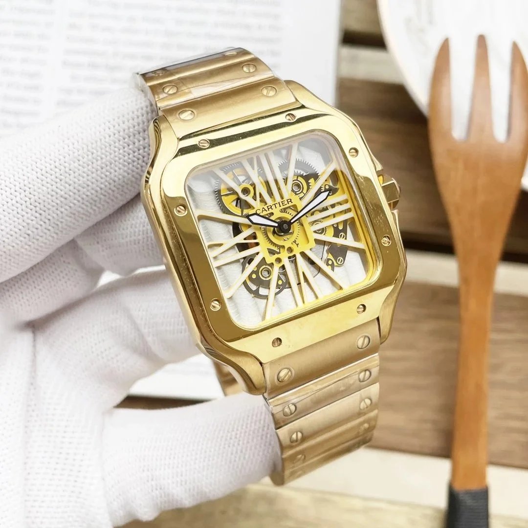 Cartier Santos Skeleton — Gold case – white dial with a steel band colorway — USFans Spreadsheet photo