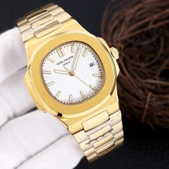 Full gold case-white plate steel band