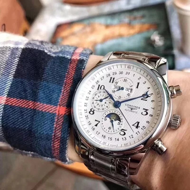 Longines Master Collection Chronograph Moonphase Silver Mechanical Watch - 6