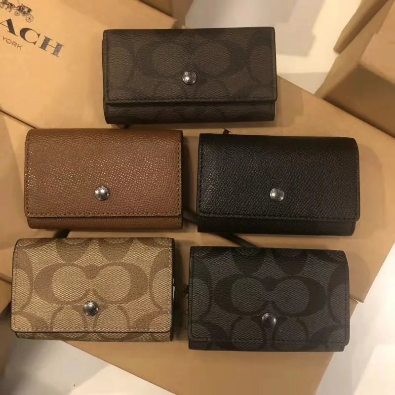 美国直邮COACH/蔻驰 新款按扣钥匙包卡包