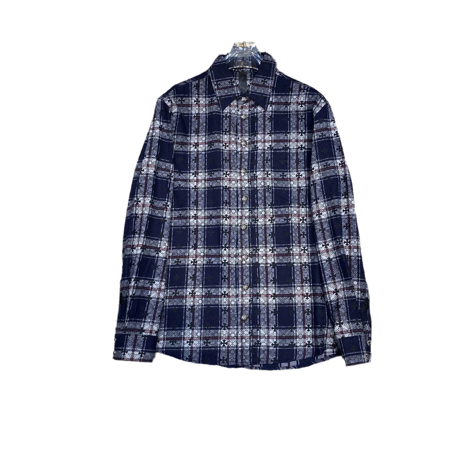 Chrome Hearts Mixed Leather Checked Shirt