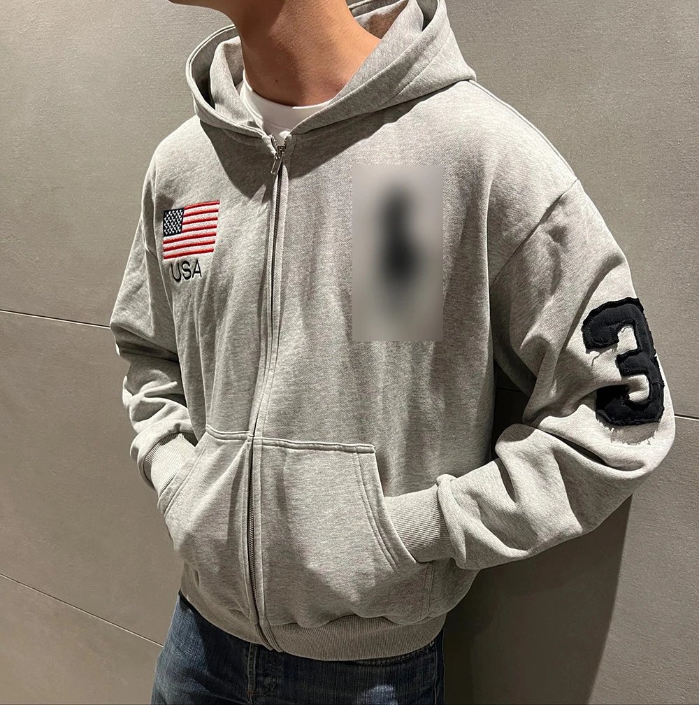 ins Europe and the United States wholesale embroidery patch zipper sweater long-sleeved pullover hoodie retro jacket street trend y2k