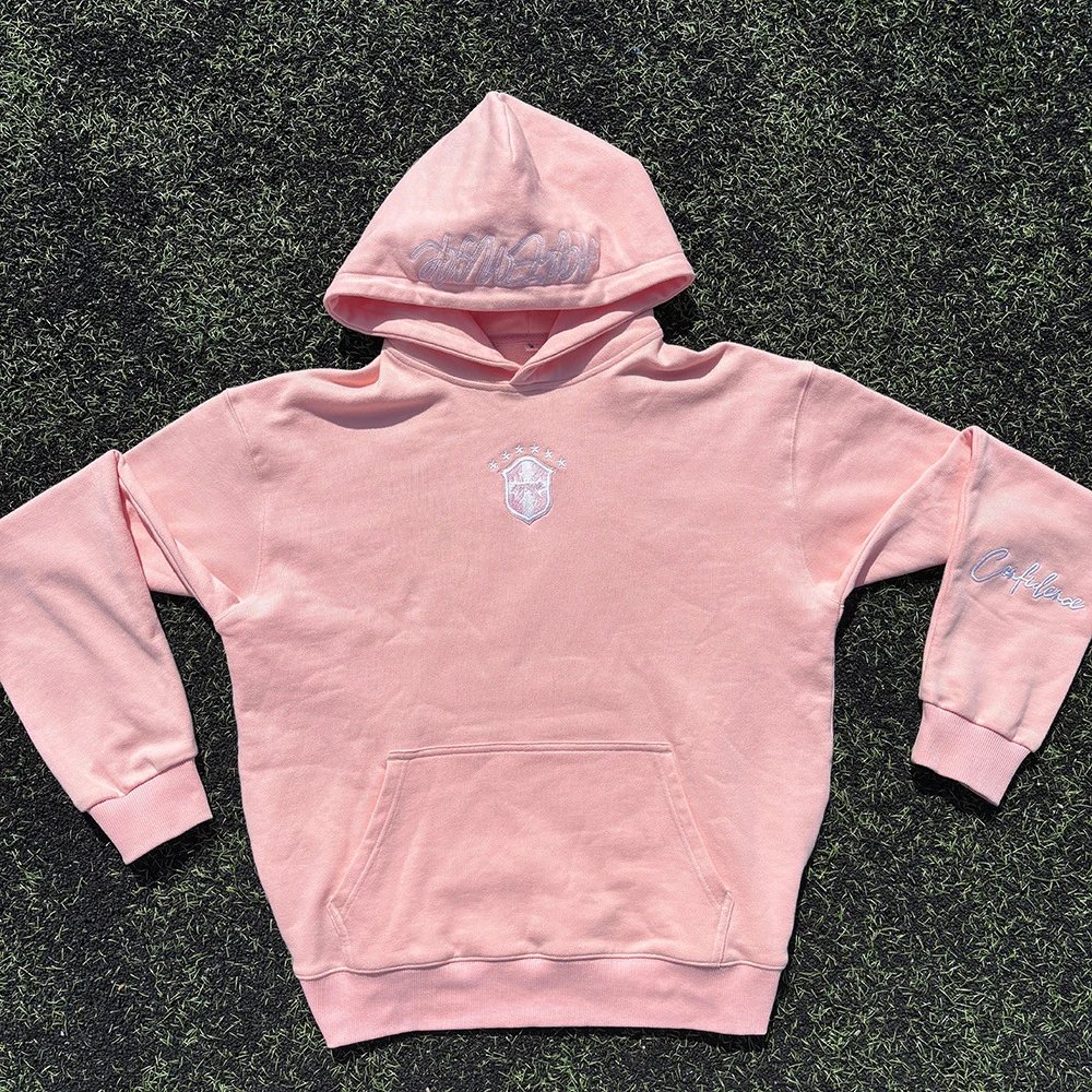 Cross border pink embroidered elastic drawstring casual shorts straight through loose shorts embroidered round neck T-shirt set for Europe and America
