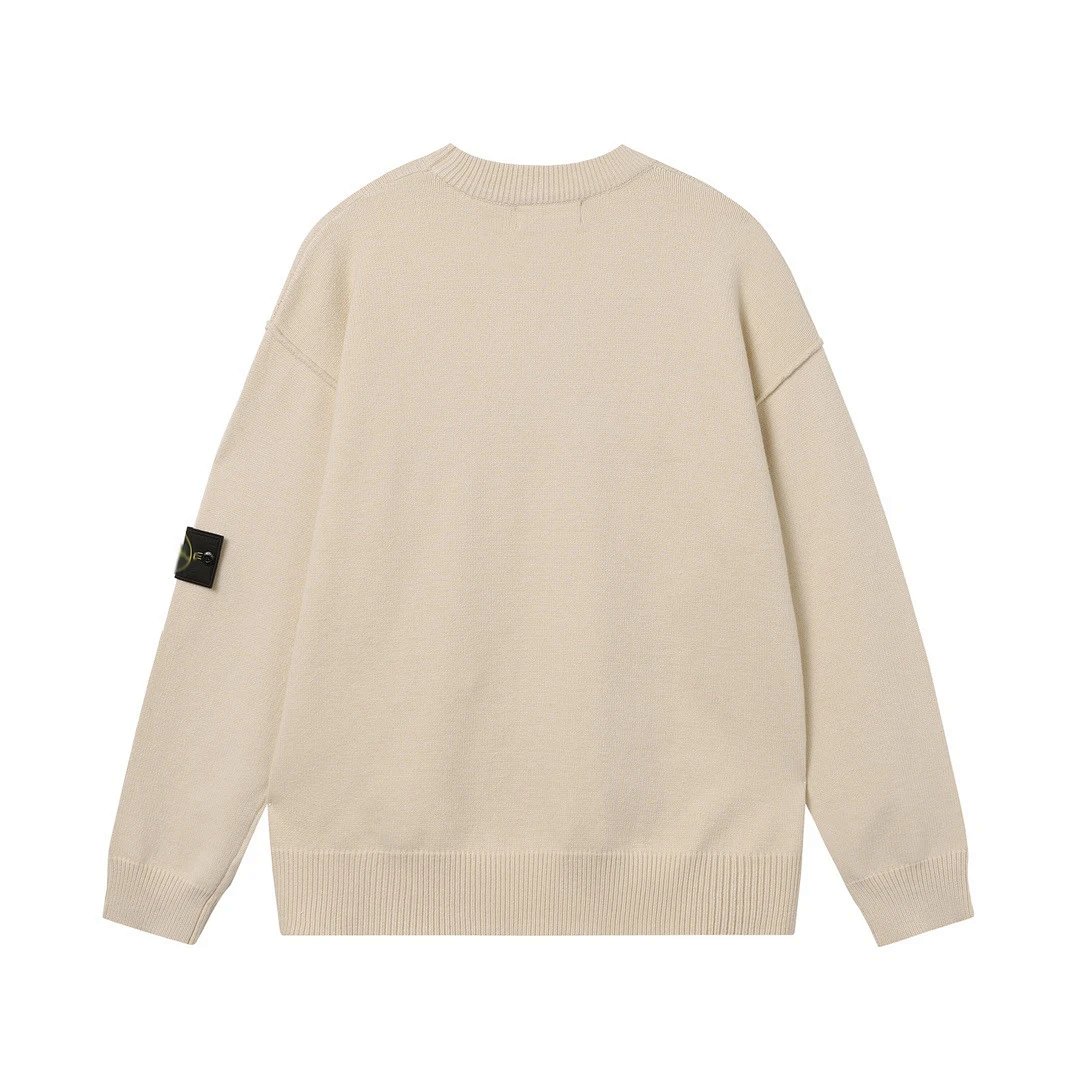Classic Autumn Winter Sweater with Sleeve Badge, Couple's Crew Neck Pullover, Unisex Long Sleeve