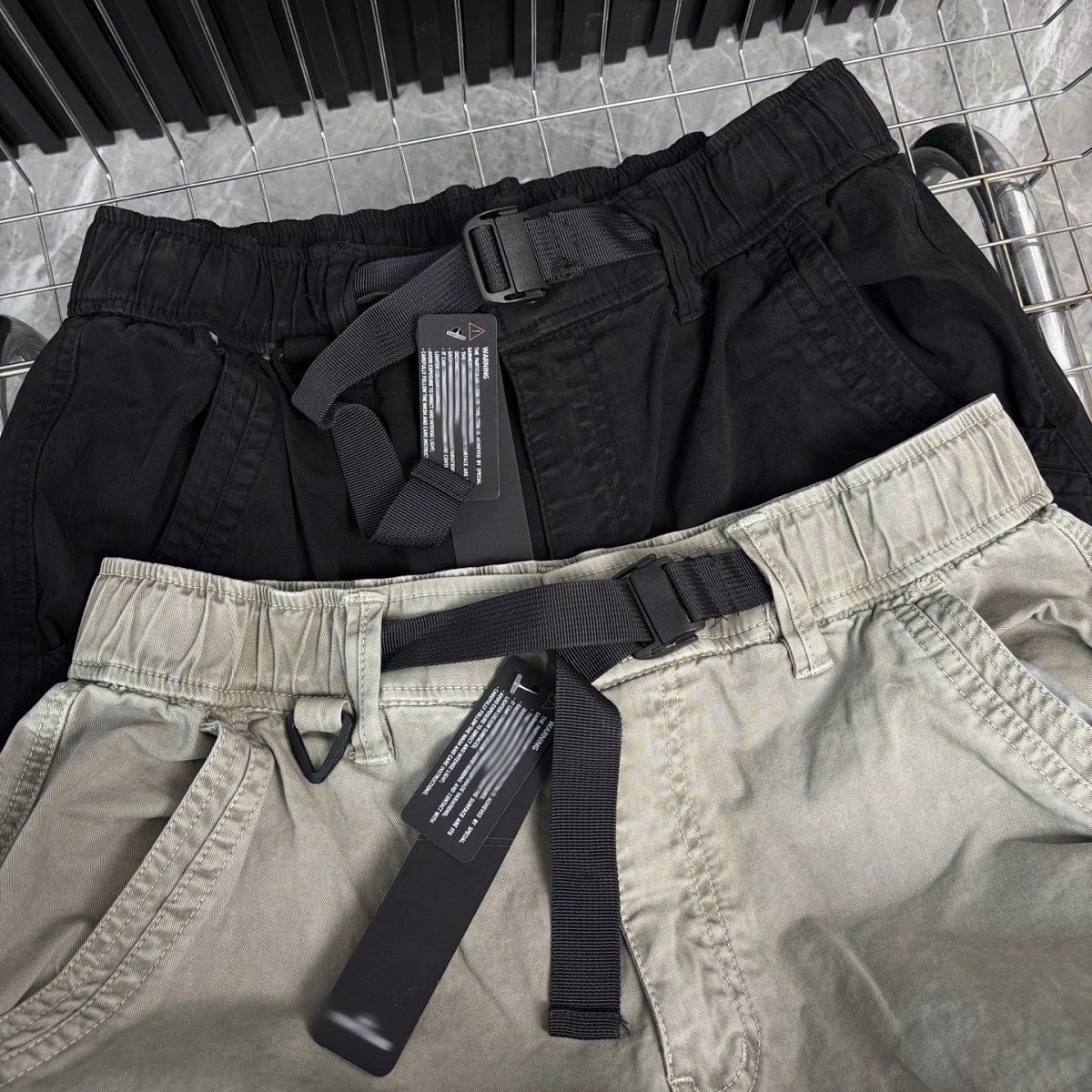 Ston Vintage Heavy-Wash Straight-Leg Cargo Pants with Multi-Pockets