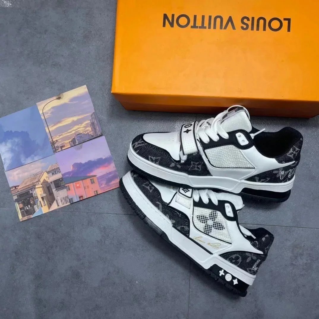 Louis Vuitton Trainer Monogram Embossed White and Black Sneakers - 3