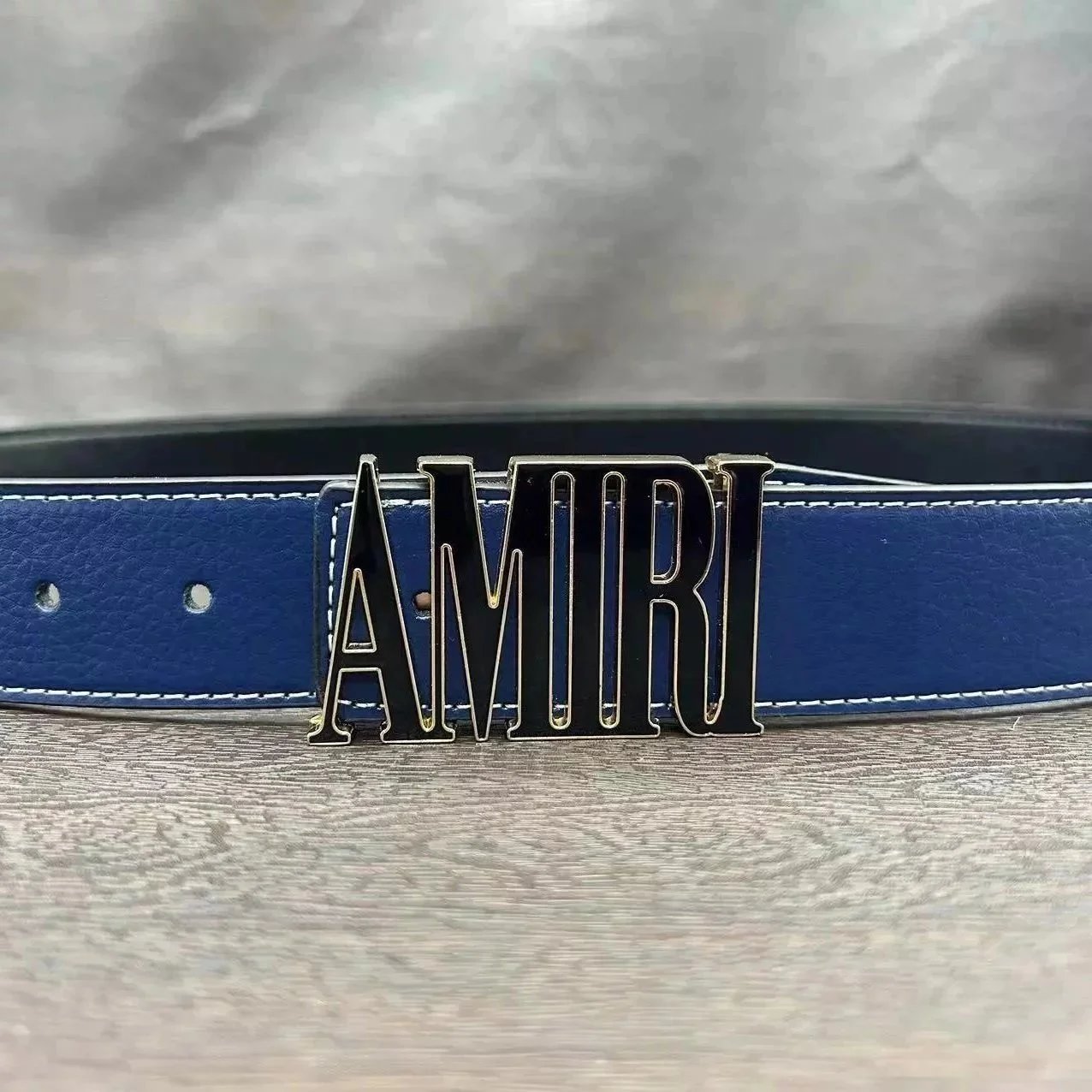 Amiri Logo Buckle Leather Belt White - 12