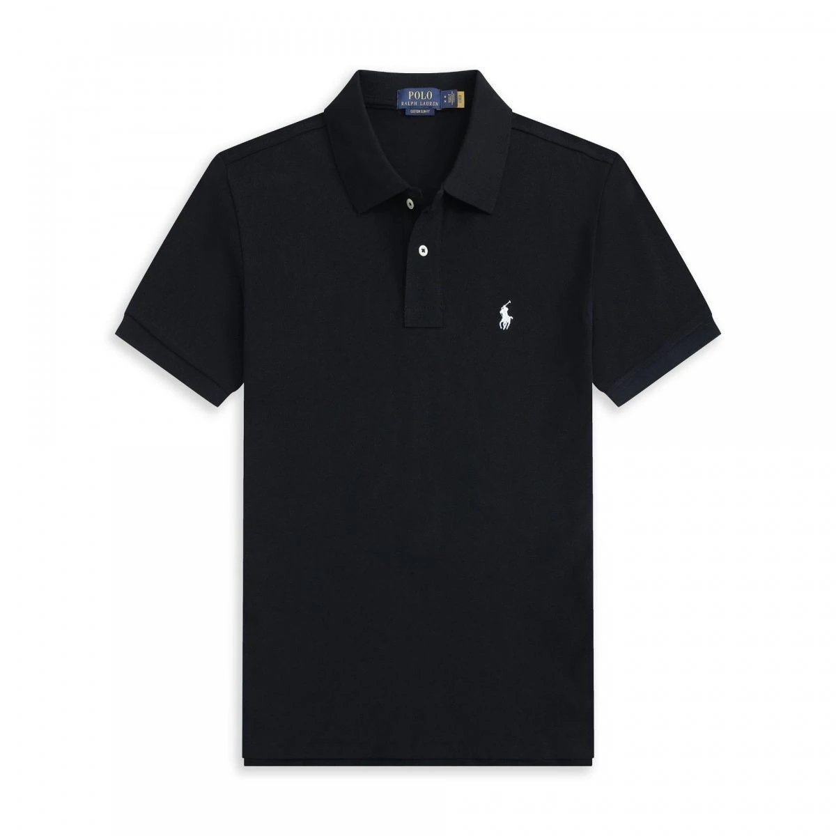 Black Polo Shirt with Embroidered Pony Logo