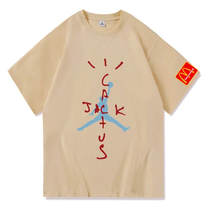 Cactus Jack Travis Scott Jordan McDonald's T-shirt Jumpman Graphic Beige