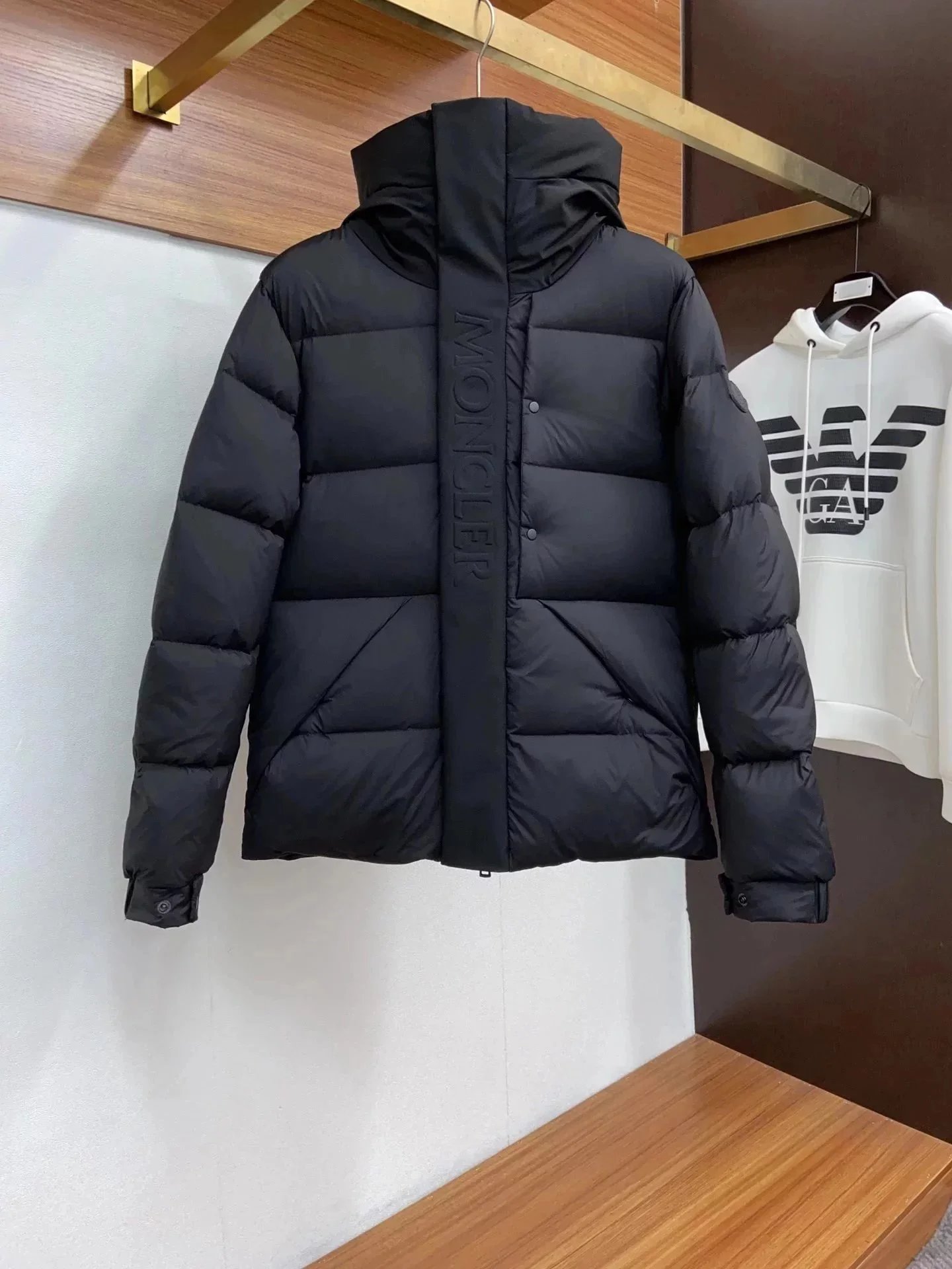 Moncler Logo Patch Down Jacket Black - 11